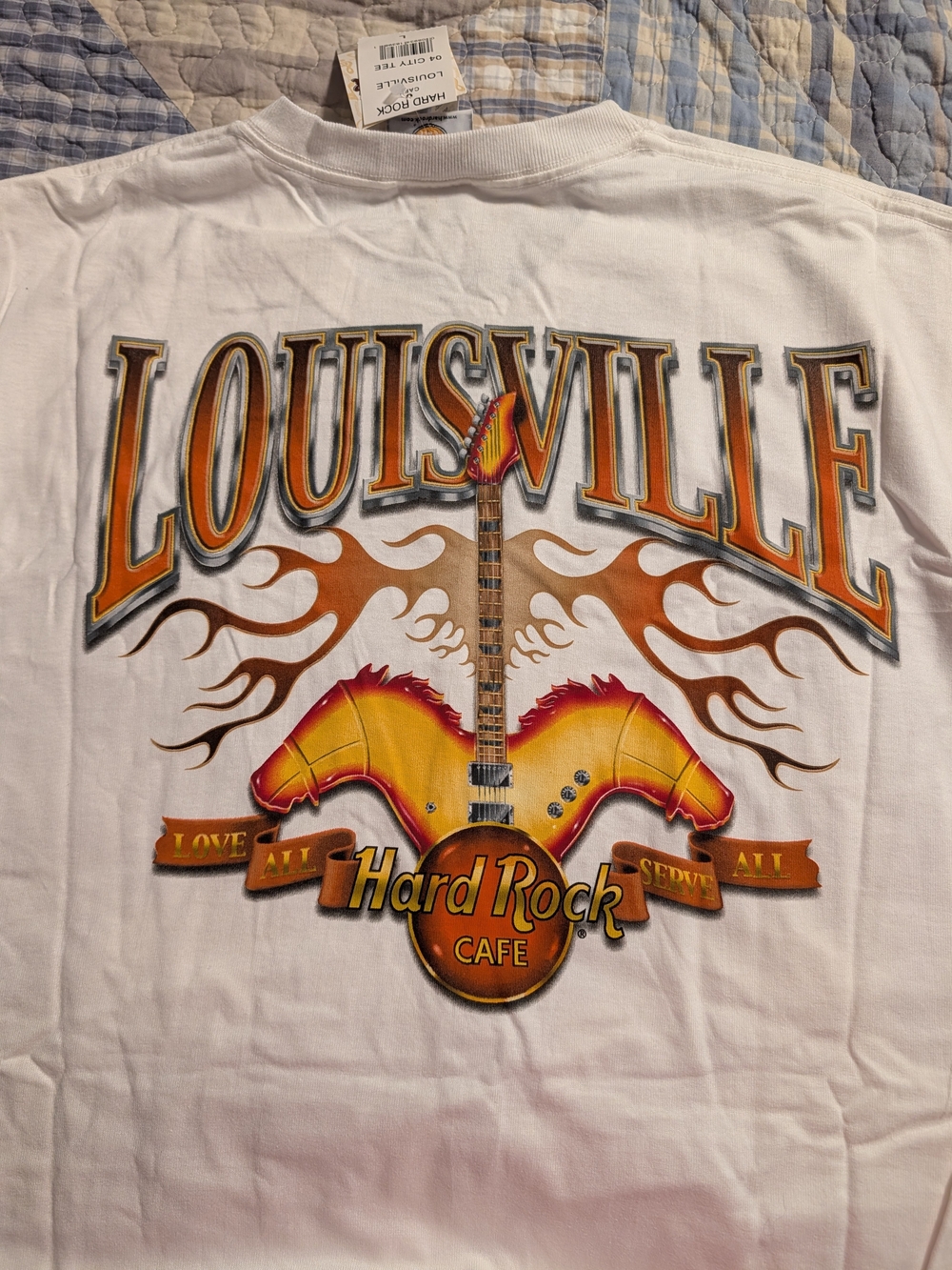 Hard Rock Cafe Louisville Graphic T-Shirt - White with Orange Accents